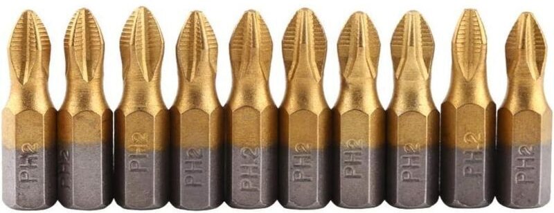 Schlagschrauber-Bit-Set, 10-teilig, magnetische PH2-Schraubendreherbits, Kreuzschlitz, titanbeschichtet, 1/4"-Sechskants...