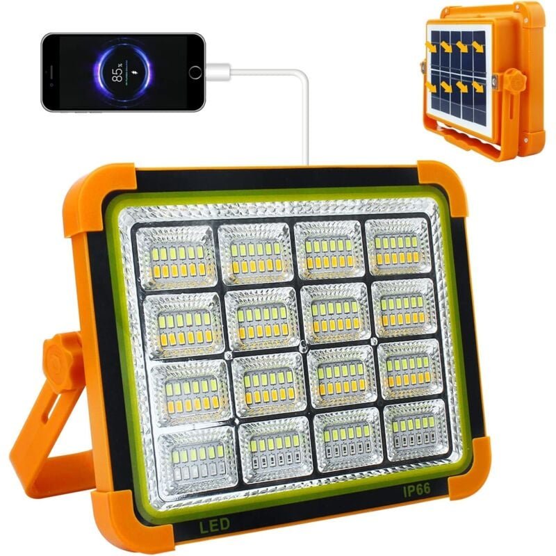 100 W Solar-LED-Flutlicht, wiederaufladbar, 10.000 Lumen, Arbeitsleuchte mit 4 Modi, Laterne, tragbare wasserdichte USB-...