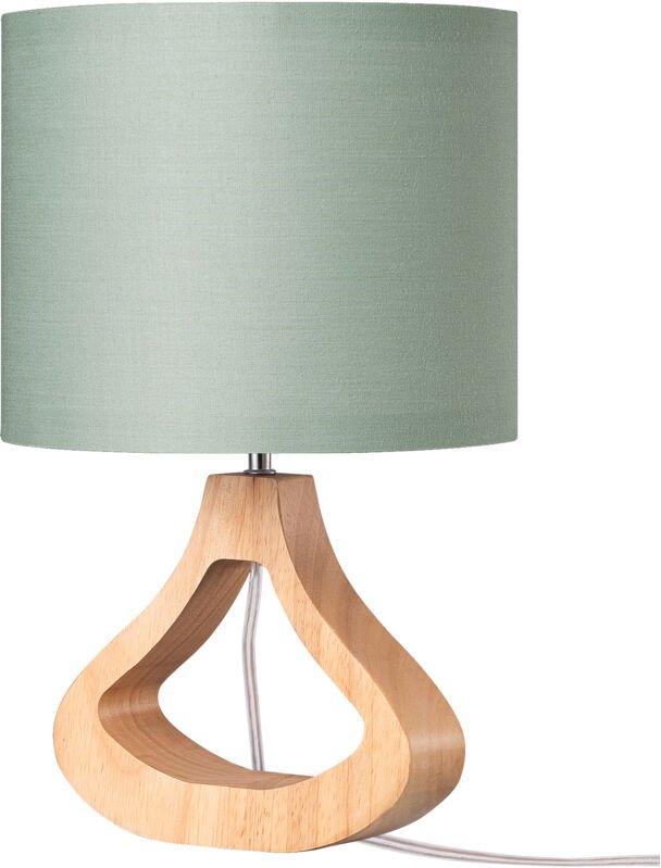 EDISHINE Nachttischlampe Holz, E27 Fassung inkl. LED-Birne, H34 cm, 2700K Warmweiß, Tischleuchte mit Lampenschirm in Rin...