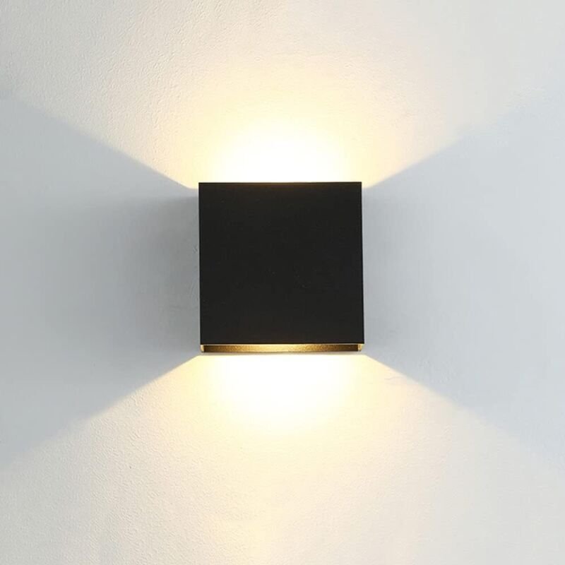 Ersandy - Stück moderne LED-Wandleuchte aus schwarzem Aluminium, quadratische Wandleuchte 10 x 10 x 5 cm, wasserdicht, g...
