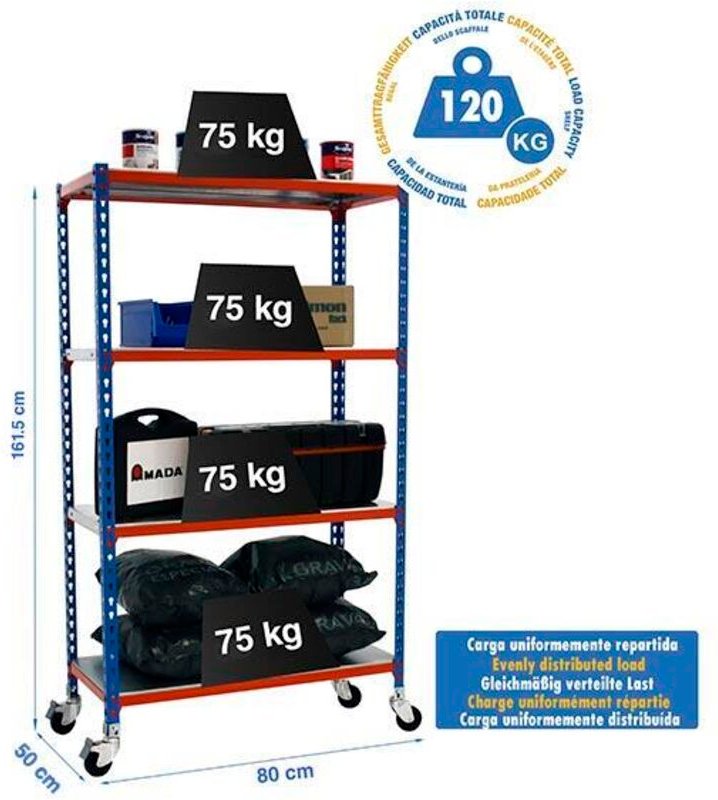 Simonrack Simonclick Mobile Mini 4/500 blau Metallregal