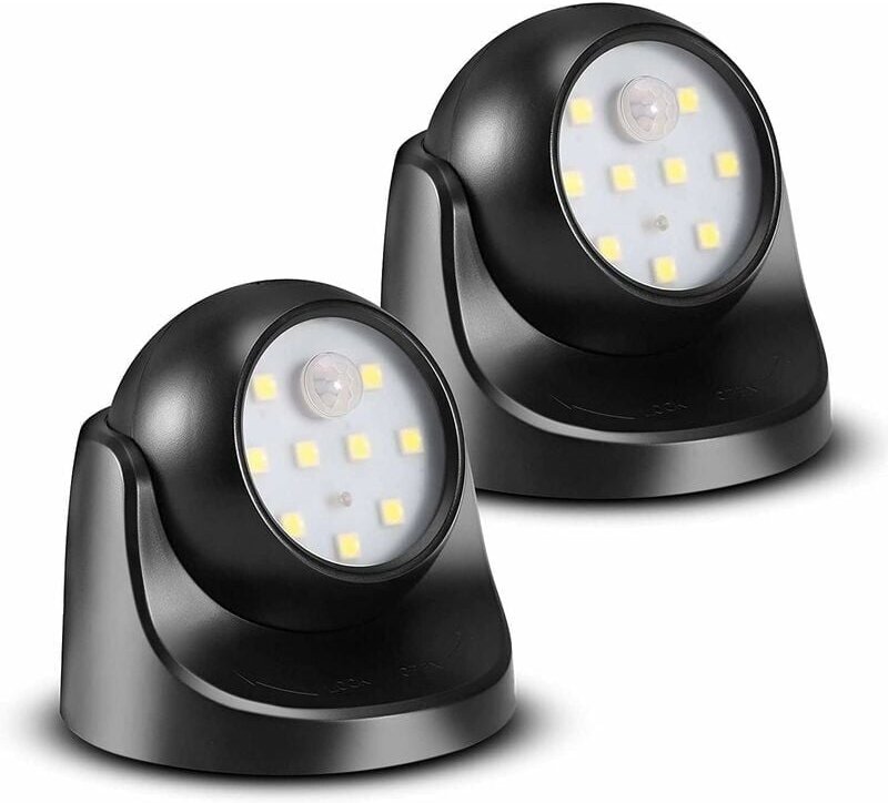 LED-Strahler mit Bewegungssensor, 2 Einheiten kabelloses LED-Flutlicht, 150 Lumen, abnehmbare Kugel, 360-Grad-Drehung un...