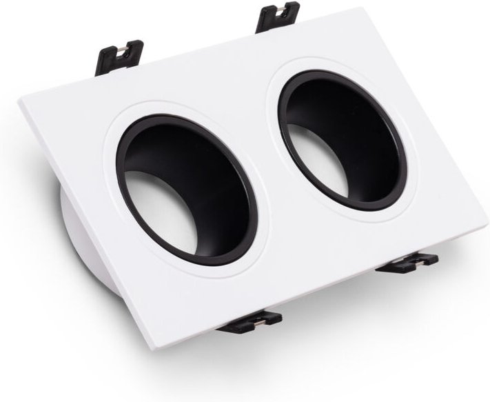 Downlight-Ring Eckig Kippbar aus für 2 LED-Birnen GU10 / GU5.3 Weiß / Schwarz