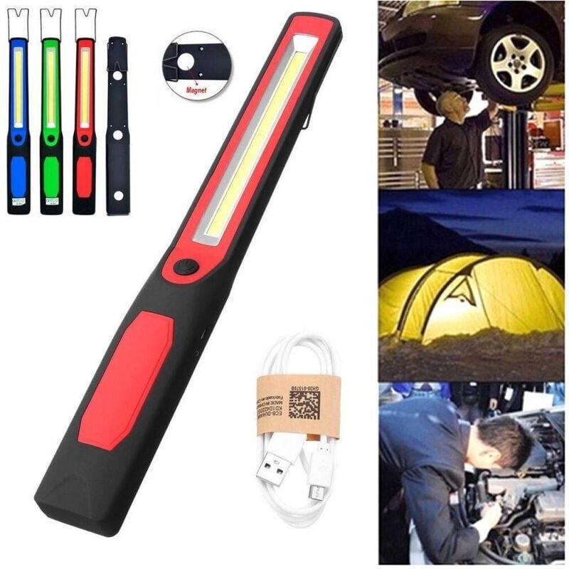 Trade Shop Traesio - Trade Shop - Tragbare wiederaufladbare LED-Arbeitslampe, magnetische Lampe, Doppel-COB-LED, RG809-2...