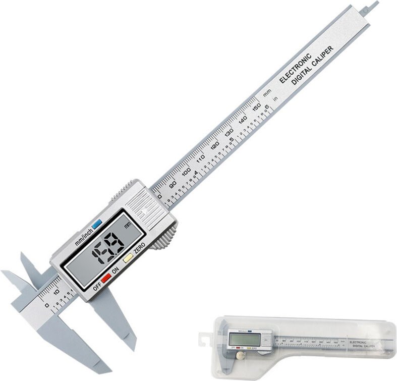 Digitaler Messschieber, Klassischer 150 mm / 6 Zoll LCD Messschieber für Außen-, Innen-, Tiefen- und Schrittmaße, Elektr...