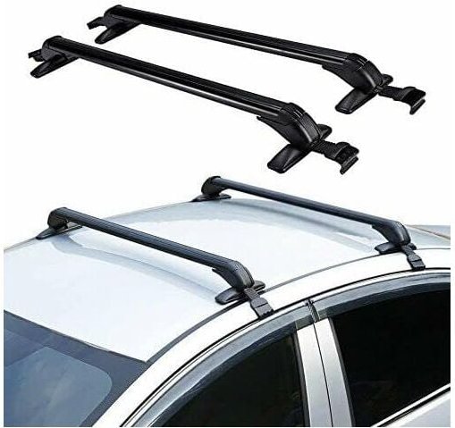 Dachträger Universal 2-teiliger Relingträger Dachboxen Traglast 45KG Abschließbarer Gepäckträger Aluminium Dachgepäckträ...