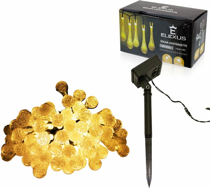 Thumbnail - Led Lichterkette Außen Garten Outdoor Solar 10 Meter 60 LED's Warmweiß IP65 Tropfen