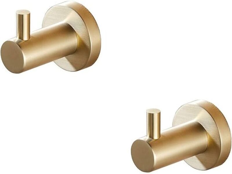 Set mit 2 modernen Wandhaken, gebürsteter goldfarbener SUS304-Edelstahl - Sollbry