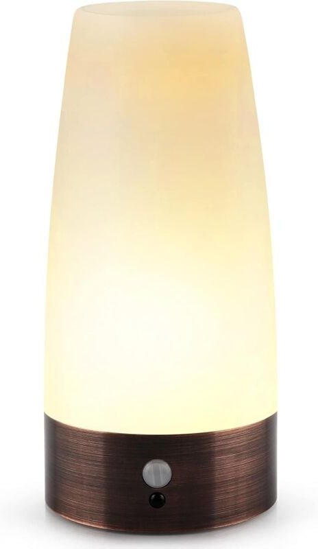 Gotrays - Tischlampe, Retro-LED-Nachtlicht, Nachttischlampe mit kabellosem Bewegungssensor, benötigt 3 1,5 v AAA-Batteri...