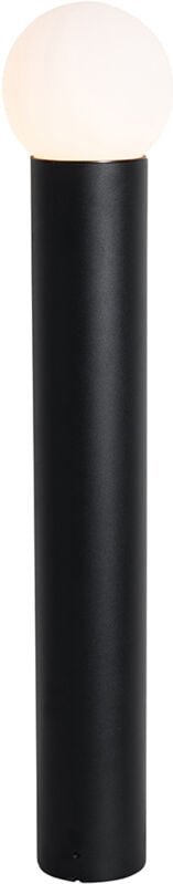 Stehende Außenleuchte schwarz mit Opalglas 80 cm IP44 - Huma