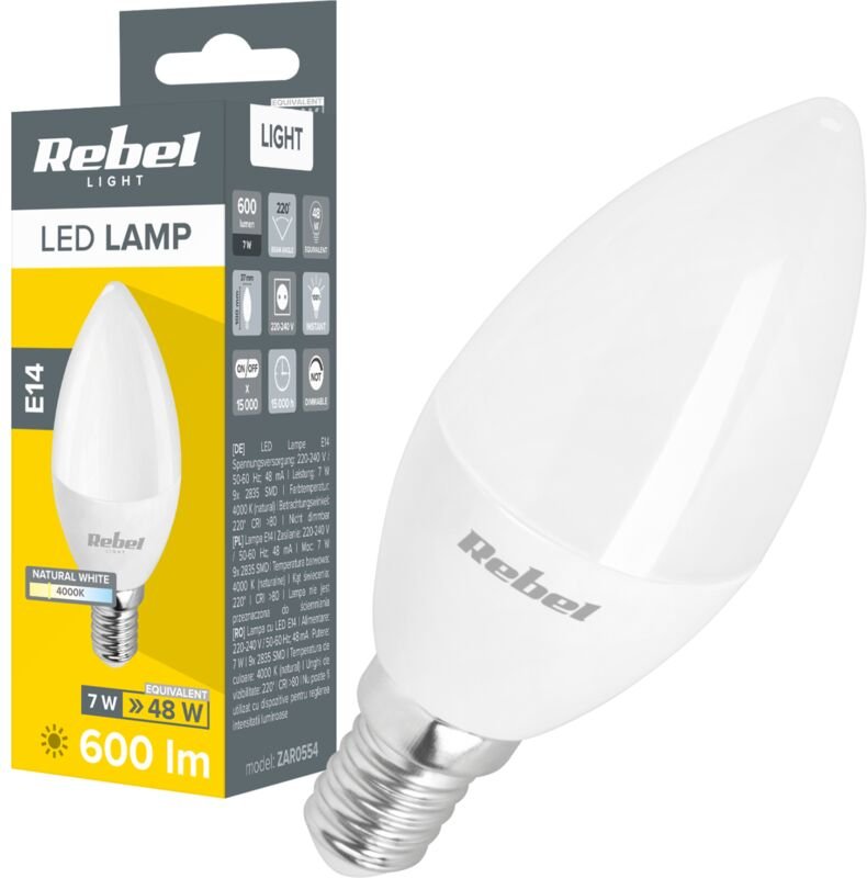 LED-Kerzenlampe 7W E14 4000K Rebel