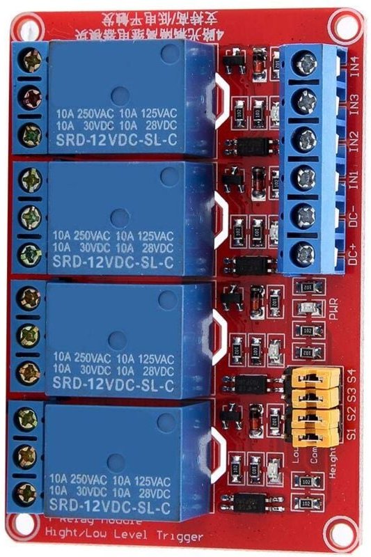 Fitags - 4 Kanal Optokoppler Relais, 5V / 12V / 24V Hoher und niedriger Trigger Optokoppler Relaismodul 4 Kanal Relaiska...