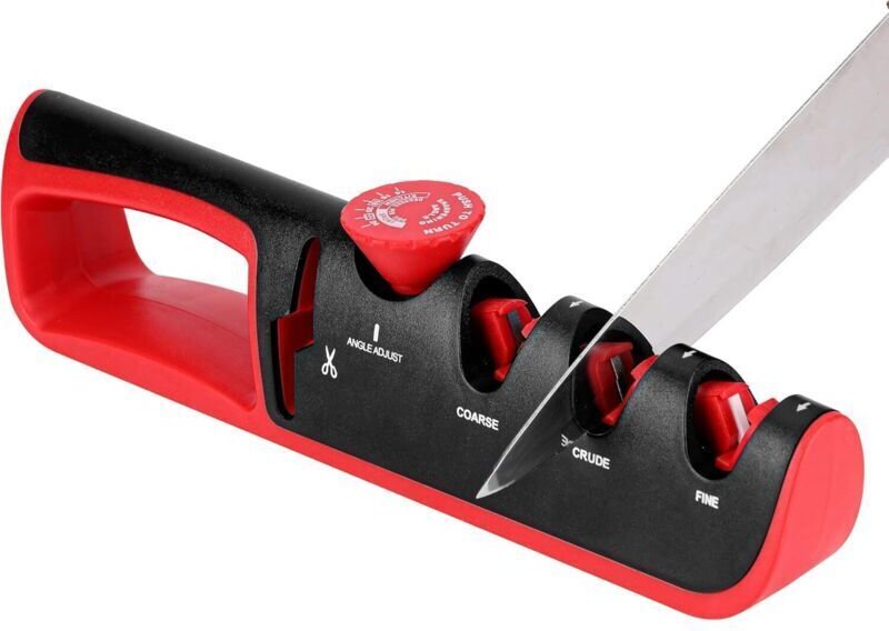 Messerschärfer – Manueller Schärfer für Küchenmesser und Scheren – 6 einstellbare Winkel – Professionelles Schärfset für...