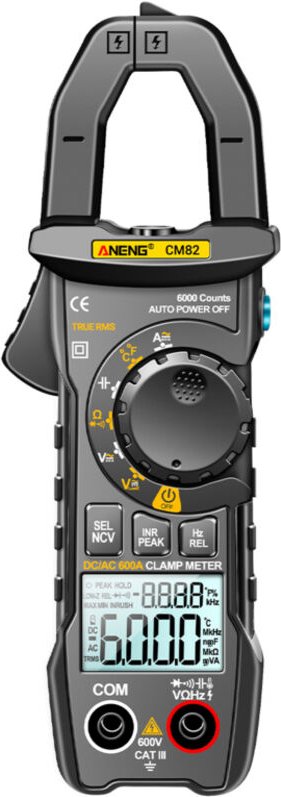 Multimetro digitale a pinza, 6000 conteggi RMS reali, tensione CC/CA fino a 600 V, corrente CC/CA fino a 600 A, funzione...