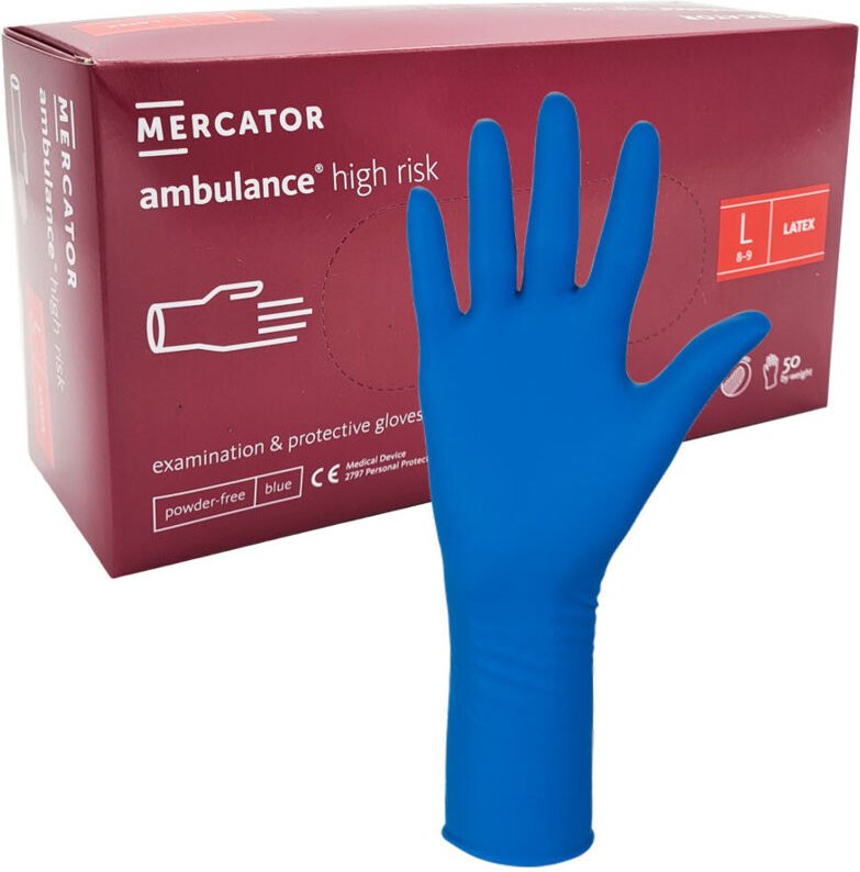 Latexhandschuhe L blau Mercator Ambulanz Hochrisiko 50 Stück