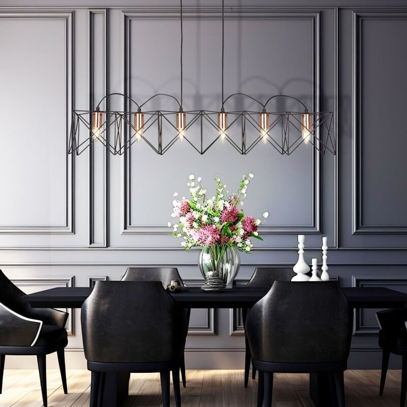 Searchlight - Käfig Hänge Leuchte kupfer schwarz Wohn Zimmer Decken Lampe schwarz kupfer