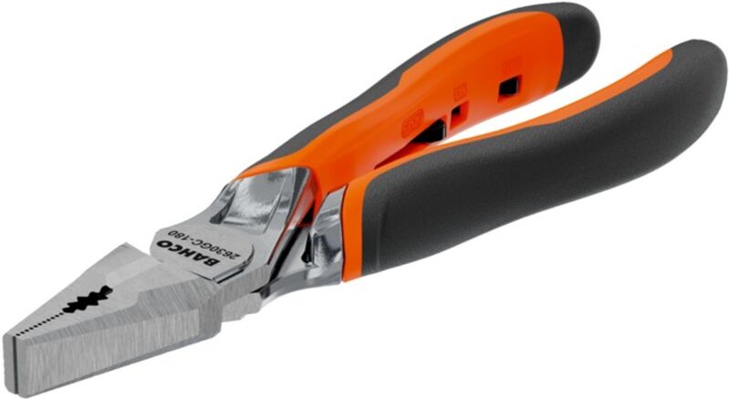 Ergo Kraft-Kombizange mit Öffnungsfeder, Zwei-Komponenten-Griff, verchromt(180 mm) Industrieverpackung - Bahco