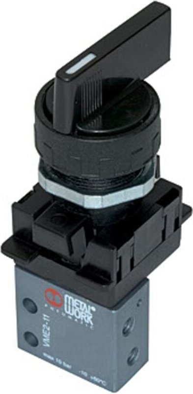 3/2-Miniventil, manuell, Drehhebel, nc, bistabil, M5 seitlich - Riegler