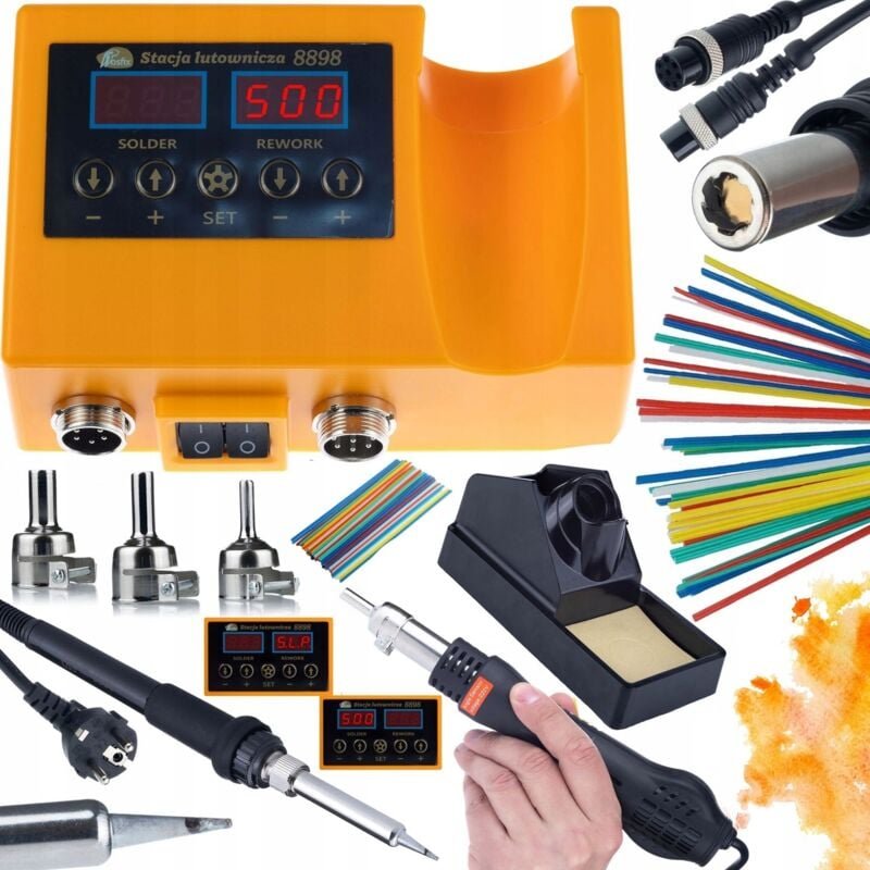 Rosfix Orange Husky OH660 – Lötkolben 2in1 Hot-Air und 900M 660W, LED-Displays, 3 Düsen Elektronik- und Kunststofflötpro...