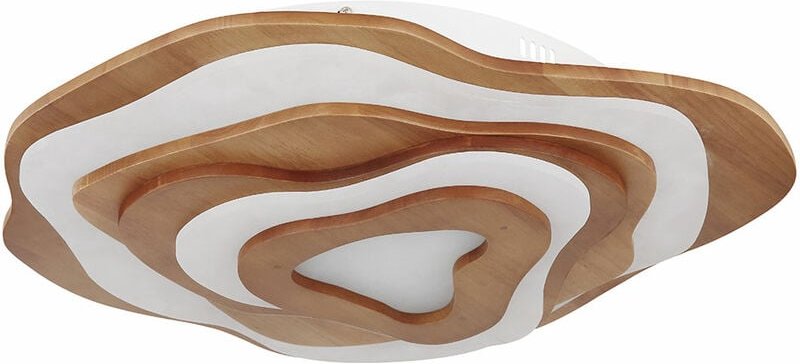 Deckenlampe Leuchte Schlafzimmerleuchte Fernbedienung cct Tageslichtlampe Holzleuchte, Metall, braun opal, led 40 w 1600...