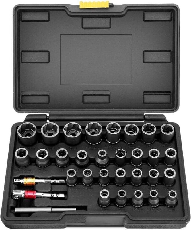 Ej.life - Upgrade-Schraubenausdreher-Set, 32-teiliges Schlagschrauben- und Mutternausdreher-Set, Radmutternausdreher zum...