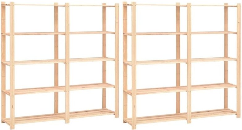 Lagerregale 5 Böden 2 Stk. 170x38x170cm Massivholz Kiefer 500kg - Vidaxl