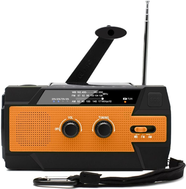 Tragbares Solarradio mit Handkurbel, wiederaufladbares Dynamoradio mit am/fm/wb, eingebautem 4000-mAh-Akku, 4 Modi, LED-...
