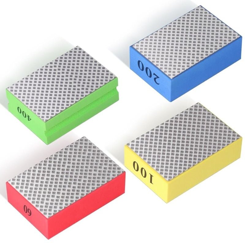 Jalleria - 4-teilige Schleifschwämme, Schleifblöcke, Diamant-Handpolierpads, Handschleifblöcke für Fliesen, Keramik, Gla...