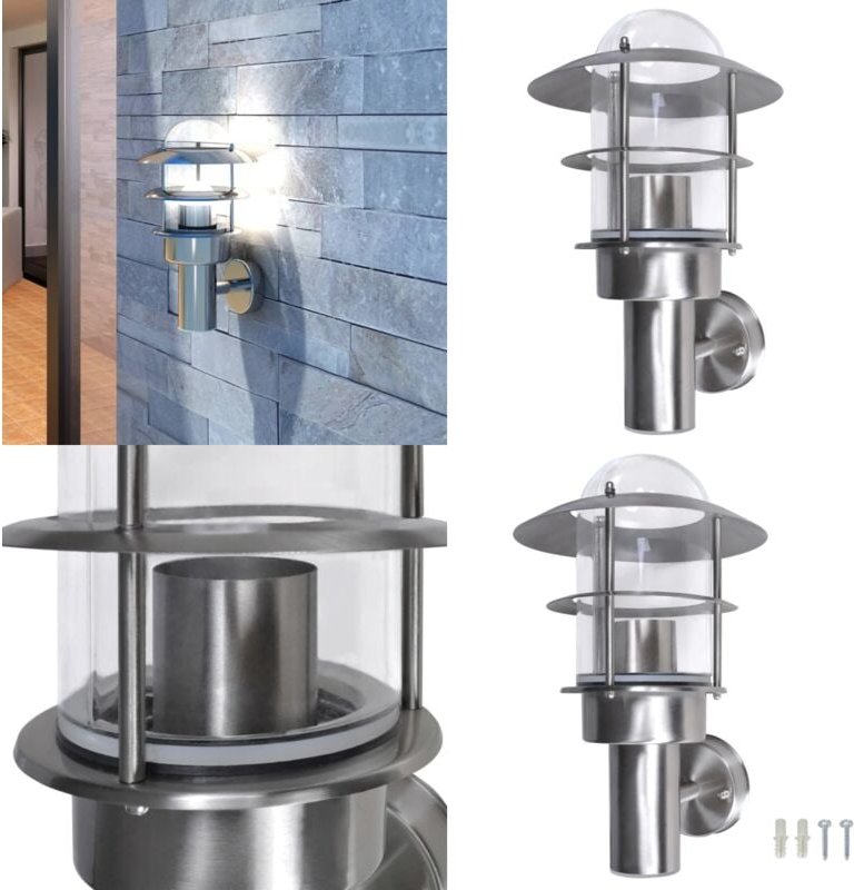 Patio led Wandleuchte Lampe Edelstahl Außenlampe - Wandleuchte - Edelstahl - Outdoor Beleuchtung - Gartenlampe - Terrass...