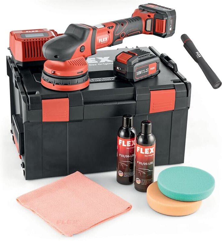 Flex Akku-Exzenterpolierer XCE 8 125 18.0-EC/5.0 P-Set 461245 + Lampe Swirl Finder SF 150-P 463302