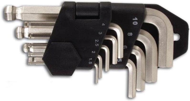 Thumbnail - Toolland Inbusschlüsselset mit Kugelkopf, 9-teilig, L-förmig, aus Chrom-Vanadium, inklusive praktischer Aufbewahrungstas...