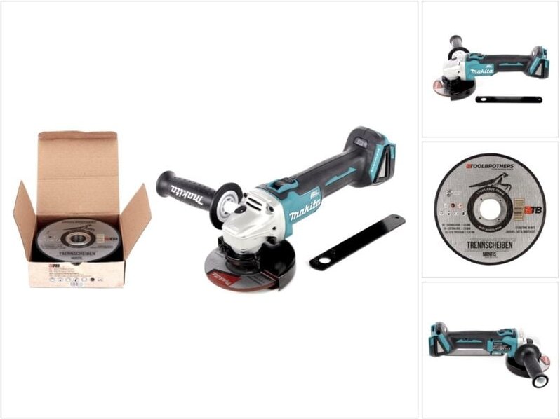 Makita DGA 506 Z Akku Winkelschleifer 18 V 125 mm Brushless Solo + Toolbrothers MANTIS Trennscheiben- Set - ohne Akku, o...