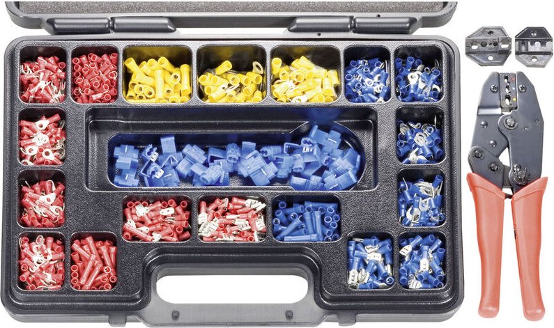 TOOLCRAFT PZ-504 820927 Crimpzangen-Set 1004teilig Koaxial-Steckverbinder, Unisolierte Quetschverbin