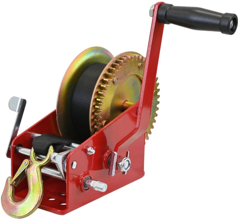 Gurtwinde 1600 kg Gurtlänge 10 m Gurtbreite 5 cm mit Lasthaken Sperrhebel Handkurbel ergonomisch