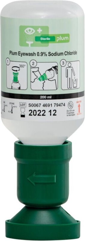 Eyewash 0,9 % sodium chloride 200 ml, m. Staubkappe - Plum