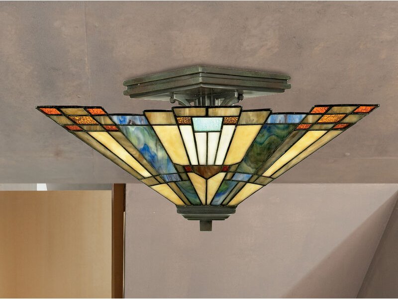 Hochwertige led Deckenleuchte im Tiffany Design mit buntem Echtglas, ø 36cm