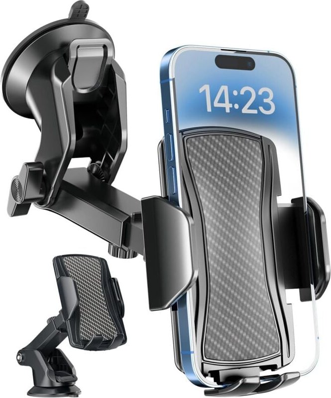 Handyhalterung mit Saugnapf für Armaturenbrett und Windschutzscheibe, 360°-Drehung, Ein-Knopf-Entriegelung, für 4-7 Zoll...
