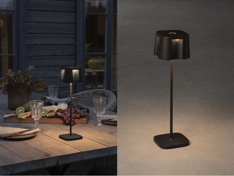 Konstsmide Lighting - Wiederaufladbare led Outdoor Tischleuchte nice dimmbar in Schwarz, Höhe 36cm