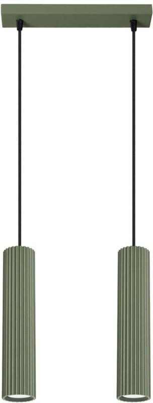 Licht-erlebnisse - Pendelleuchte Aluminium GU10 h: max. 90 cm Olivgrün 2-flammig länglich Modern Hängeleuchte