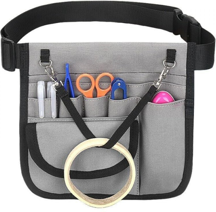 Werkzeugtasche für Krankenschwestern, eine Klapptasche, mit verstellbarem Gürtel (grau)