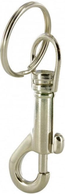 Cime - Pumpkarabiner mit Ring, vernickelter Stahl, L.75mm, D.30mm, 1 Stück.