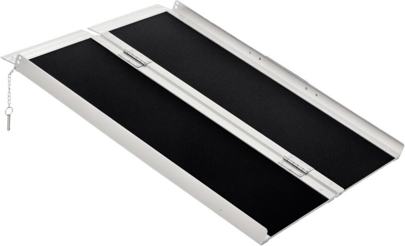 Rollstuhlrampe Auffahrrampe Rollstühle Rollatoren Faltbar Aluminium, 270 kg Belastbar, Schwarz, 91 x 72 x 5 cm