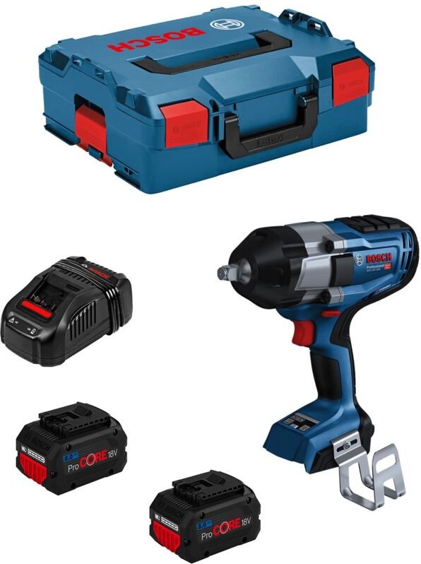 Bosch Akku-Drehschlagschrauber biturbo GDS18V-1000, incl. 2x Akku ProCORE 8 Ah, Schnellladegerät, l-boxx