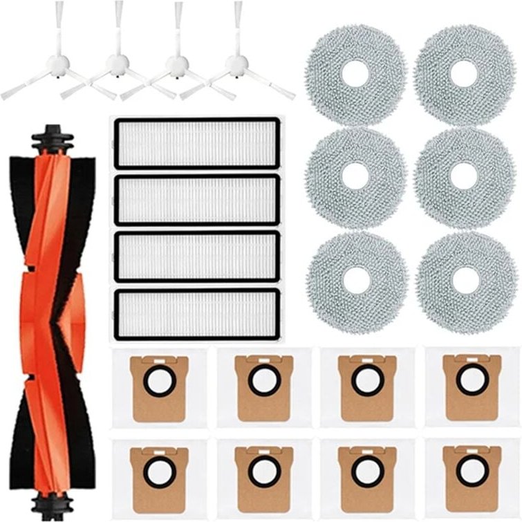 Zubehör für Roboterstaubsauger X20 + / Plus Teile Hauptseitenbürste Hepa-Filter Wischtuch Staubbeutel Ersatz