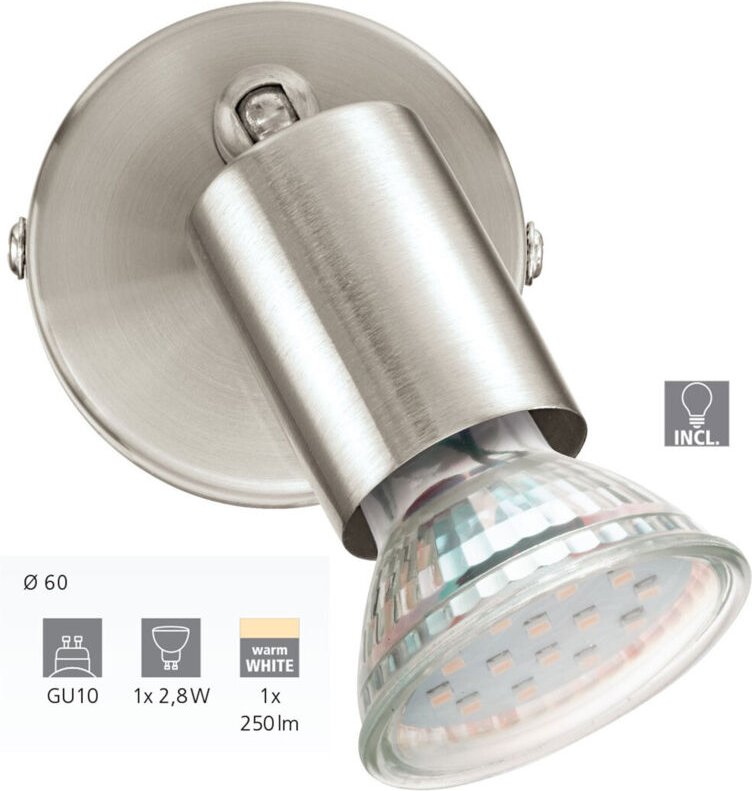 Eglo - 1er led Spot Buzz nickel-matt ø 6 cm GU10 Deckenlampen & Kronleuchter