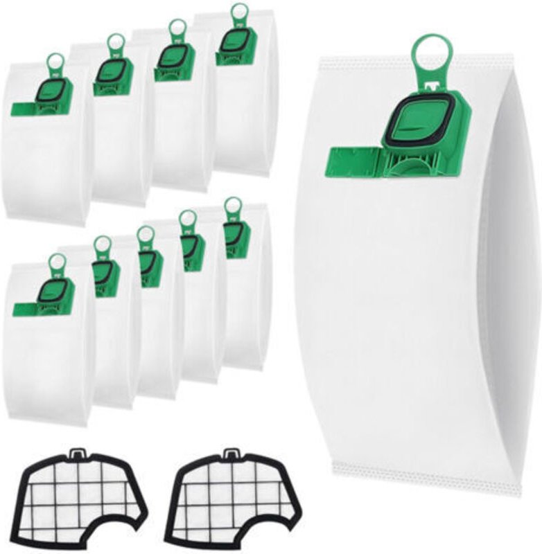 Kompatibles Staubsaugerbeutel-Set für Vorwerk VK140 VK150 mit Ersatzfilter, 10 Mikrofaser-Staubsaugerbeutel mit 2 Motorf...