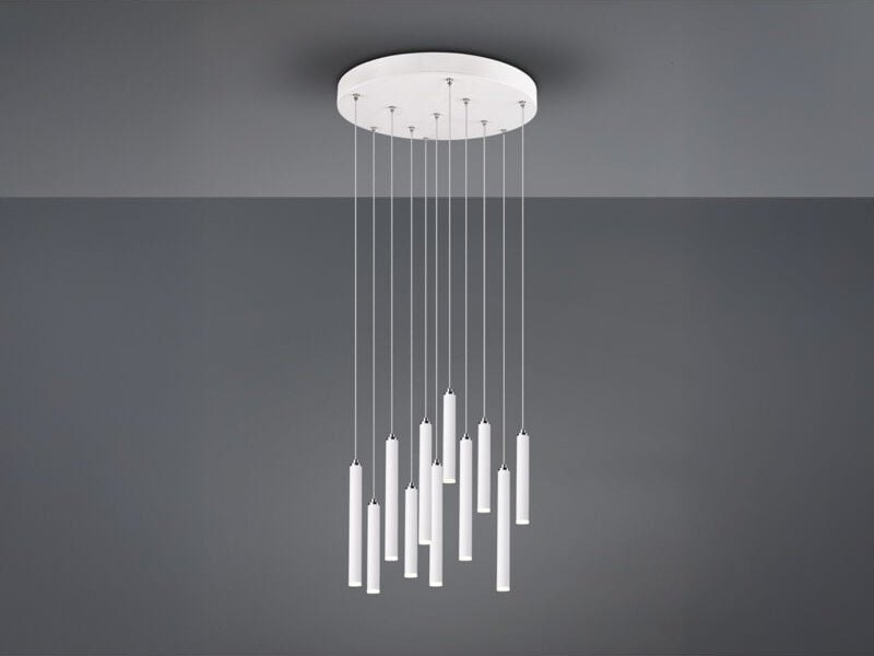 Led Cluster Pendelleuchte tubular mehrflammig Weiß - 3 Stufen dimmbar, ø 40cm