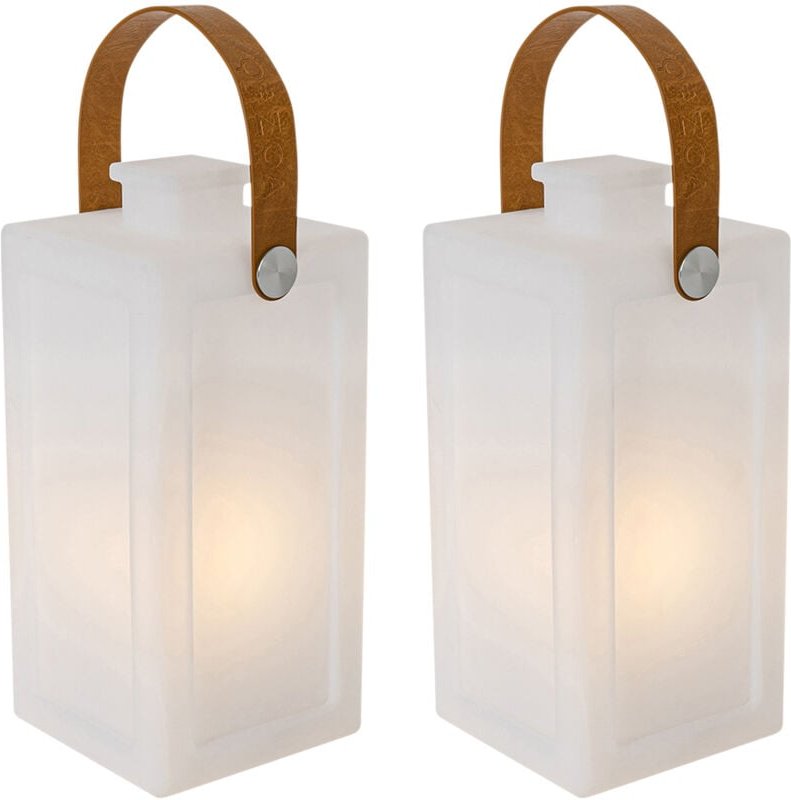 Qazqa - Set mit 2 Tischlampen mit weißem Flammeneffekt, wiederaufladbar, IP44 – Stard