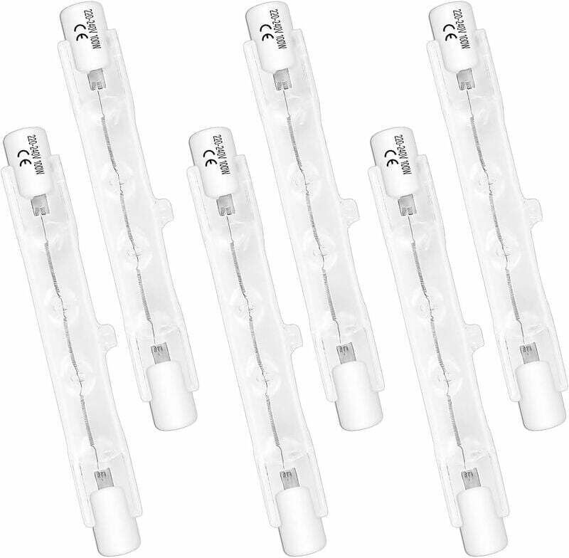 Lot de 6 Ampoules Halogènes R7S 78mm 100W 230V, Lampe à Tube Halogène Dimmable, Lumière Blanche Chaude 2700K, Flux Lumin...