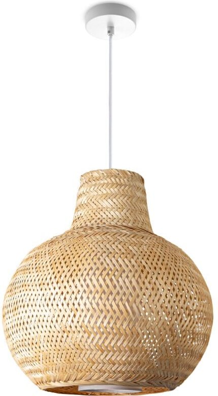 Paco Home Deckenlampe Bambus Hängeleuchte Boho Wohnzimmer Korblampe Hängend Vintage E27 Natur (Ø42 cm), Pendelleuchte - ...